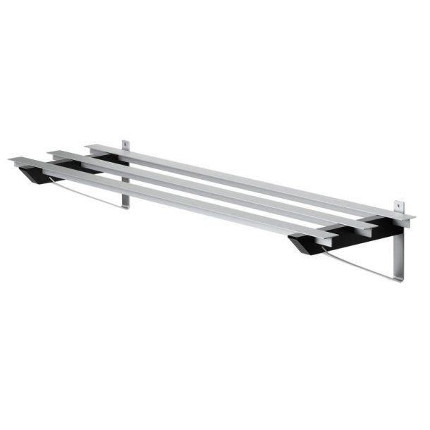 SR3 - Skohylde, bredde 98 cm, vghngt i rustfri stl og seks forskellige trfinish