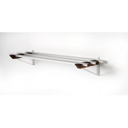 SR3 - Skohylde, bredde 98 cm, vghngt i rustfri stl og seks forskellige trfinish