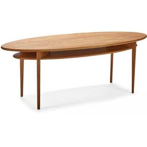 Swedish, Elipseformet sofabord i massiv eg og fem forskellige finish, 120 X 50 cm