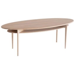 Swedish, Elipseformet sofabord i massiv eg og fem forskellige finish, 140 X 56 cm