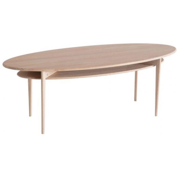Swedish, Elipseformet sofabord i massiv eg og fem forskellige finish, 120 X 50 cm