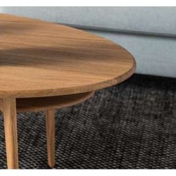 Swedish, Elipseformet sofabord i massiv eg og fem forskellige finish, 120 X 50 cm
