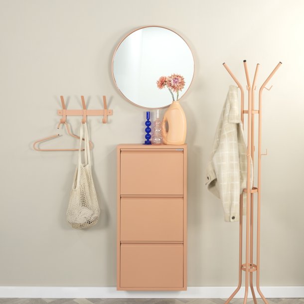 Gancho - Knagerkke med tre knager i terracotta farvet metal