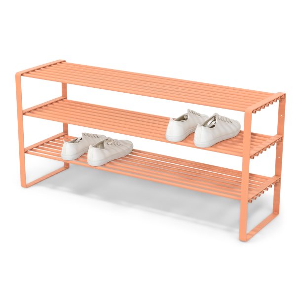 Dinex - Skostativ i terracotta farvet metal, 3 hylder, bredde 100 cm