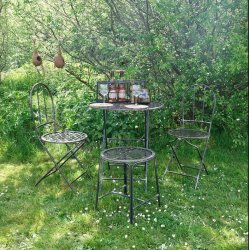 Williamsburg skammel i patineret metal med fletsde