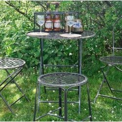 Williamsburg cafbord i patineret metal, diameter 70 cm.