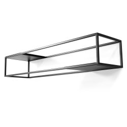 Stratos - Hattehylde i sort metal, bredde 118 cm.