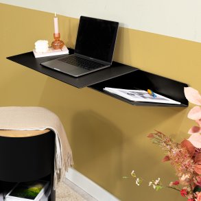 Zack - Skrivbord, vggmonterat i svart metall