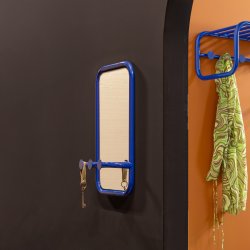 Flash - Entrespejl i marineblt metal med tre knager