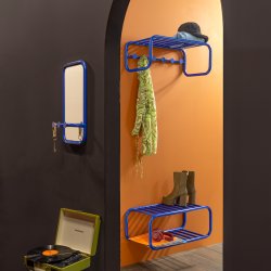 Flash - Entrespejl i marineblt metal med tre knager