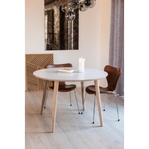 DT 100 - Rundt Spisebord i hvid laminat, tre størrelser