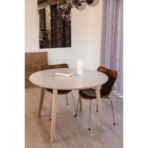 DT 100 - Rundt Spisebord i hvid laminat, tre strrelser