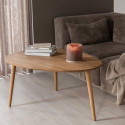 CT 10 - Sofabord i massiv eg med drbeform og strrelse 107 x 79 cm