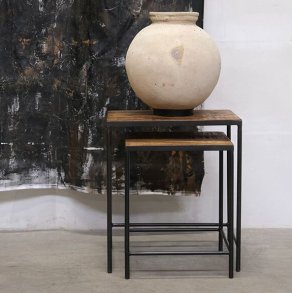 Tian - Indskudsbord i rustikt tr og metal