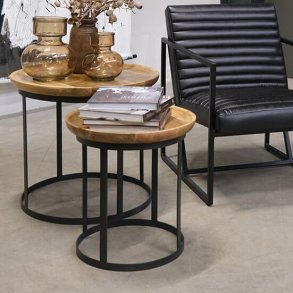 Livingston - Sofabordsst i massivt tr og metal