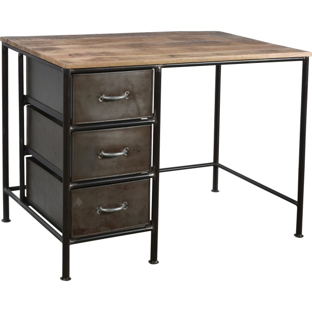 Thomas skrivebord med skuffer i metal