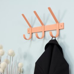 Gancho - Knagerkke med tre knager i terracotta farvet metal