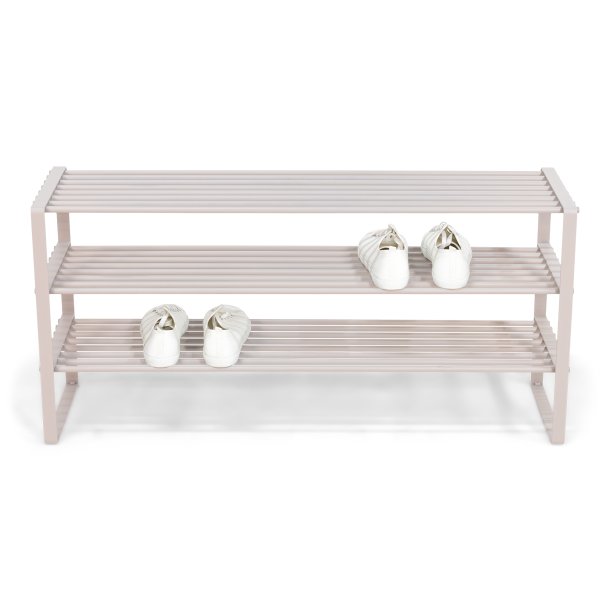 Dinex - Skostativ i silky taupe farvet metal, 3 hylder, bredde 100 cm.