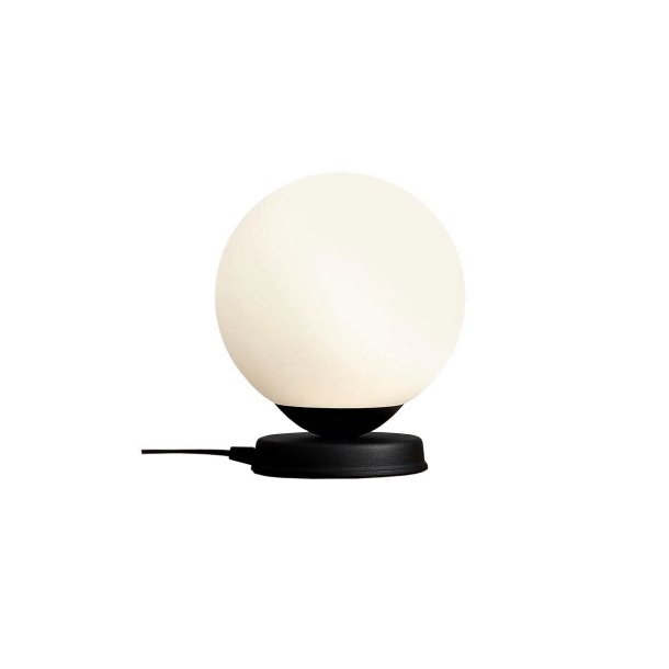 Hazme - Bordlampe i sort metal og hvidt glas,  20 cm