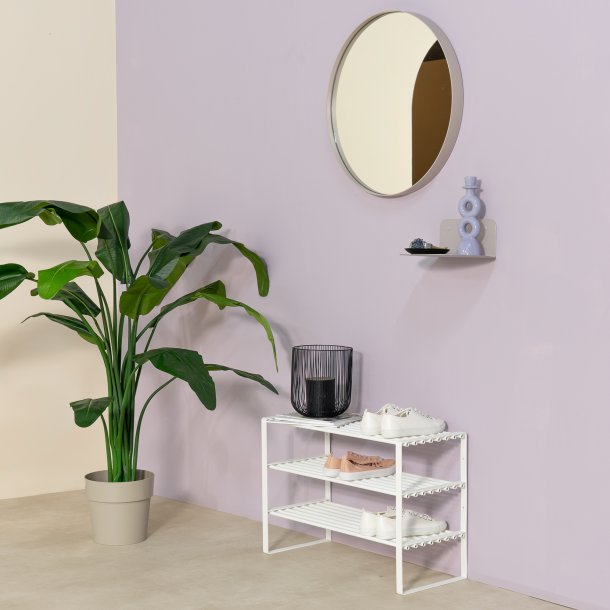 Dinex - Skostativ i hvid metal, 3 hylder, bredde 70 cm