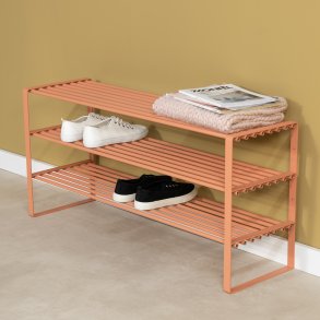  Dinex - Skostll i terrakottafrgad metall, 3 hyllplan, bredd 100 cm