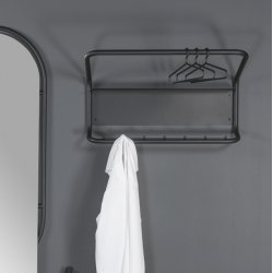 Bentz - Hattehylde i sort metal, bredde 80 cm.