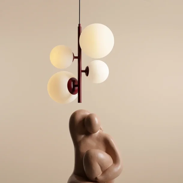 Dizzy - Loftlampe i vinrd metal og hvidt glas