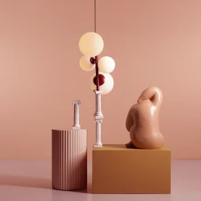  Dizzy - Taklampa i vinrd metall och vitt glas