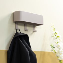 Alhamba - Knagerkke med hylde i silky taupe metal, tre knager