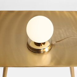 Hazme - Bordlampe i guld og hvidt glas,  14 cm