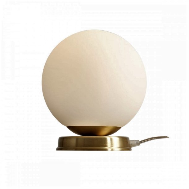 Hazme - Bordlampe i messing og hvidt glas,  14 cm