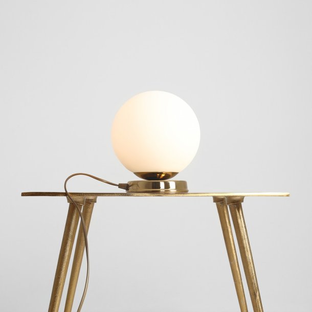 Hazme - Bordlampe i guld og hvidt glas,  20 cm