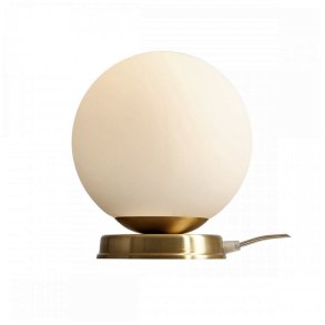 Hazme - Bordslampa i mssing och vitt glas, diameter 20 cm