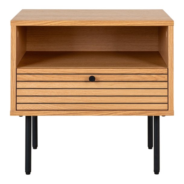 Create sofabord i egefiner og sorte metalben