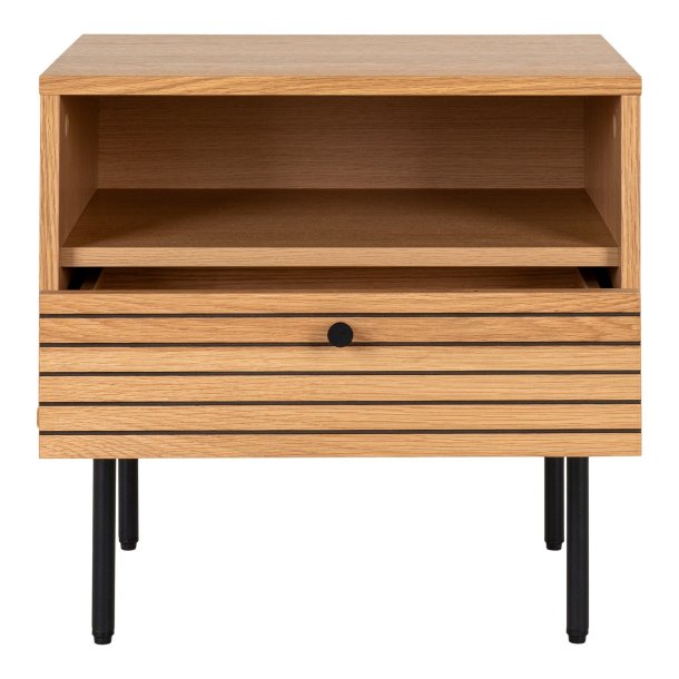 Create sofabord i egefiner og sorte metalben