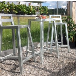 Rock-Solid - cafebord i galvaniseret stl, uden hjul, 50 x 50 x hjde 80 cm