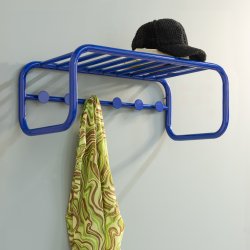 Flash - Hattehylde i marinebl metal med seks knager