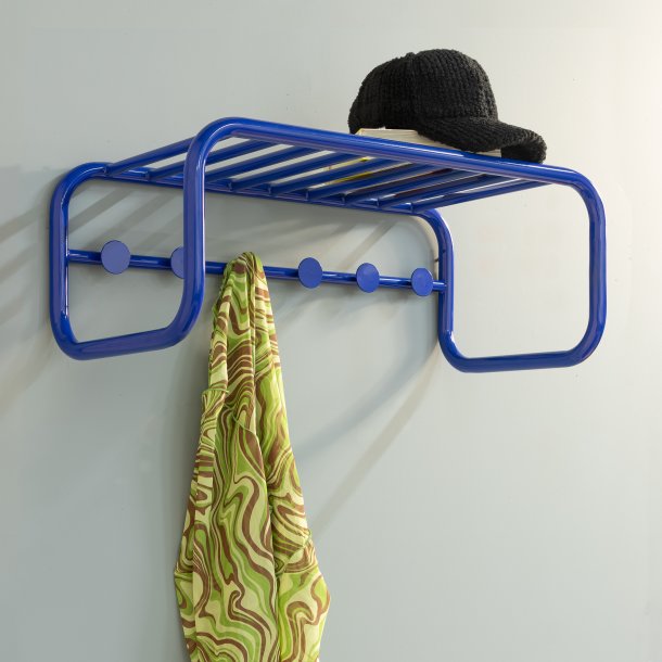 Flash - Hattehylde i marinebl metal med seks knager