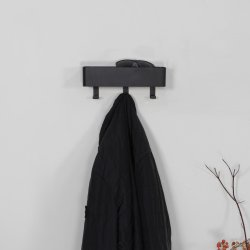 Alhamba - Knagerkke med hylde i sort metal, tre knager