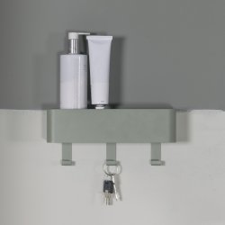 Alhamba - Knagerkke med hylde i stvet grn metal, tre knager