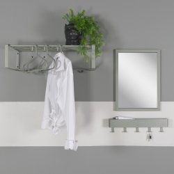 Alhamba - Knagerkke med hylde i stvet grn metal, fem knager