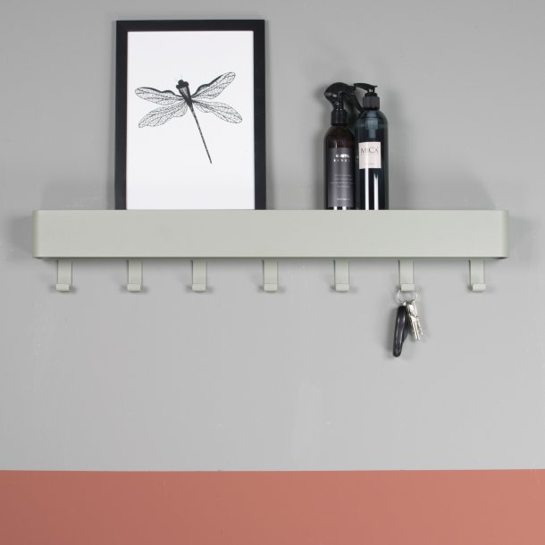 Alhamba - Knagerkke med hylde i stvet grn metal, syv knager