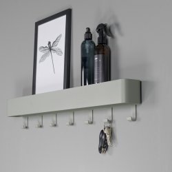 Alhamba - Knagerkke med hylde i stvet grn metal, syv knager