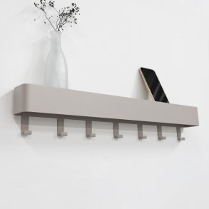 Alhamba - Kroklist med hylla i silkeslen taupemetall, sju krokar