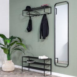 Dinex - Hattehylde i sort metal, bredde 100 cm.