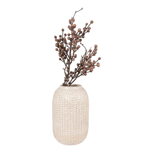 Porto - Vase i mnstret beige keramik, hjde 25,5 cm
