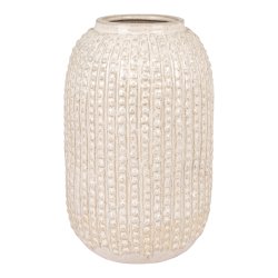 Porto - Vase i mnstret beige keramik, hjde 25,5 cm