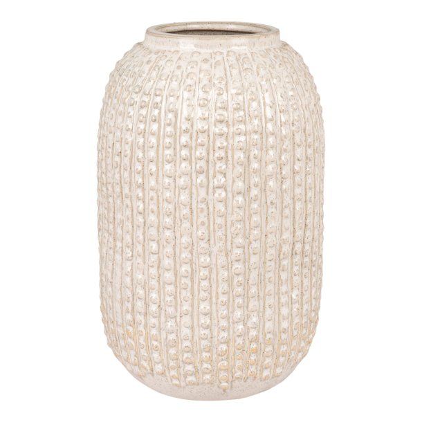 Porto - Vase i mnstret beige keramik, hjde 25,5 cm