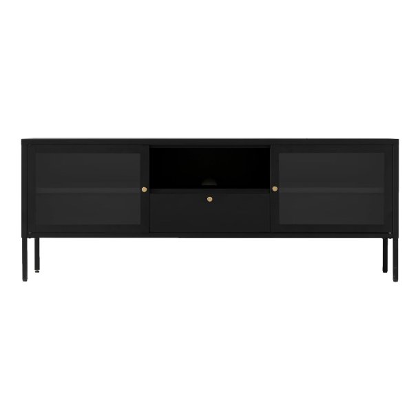 Calaf - TV-Bnk i sort metal med to glaslger