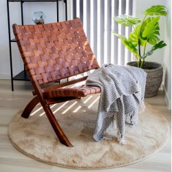 Lima - Lnestol i brunt lder og teaktr